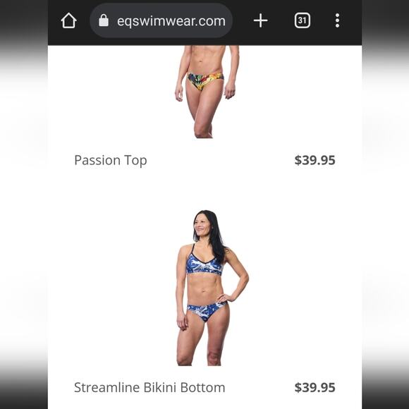 EQ Streamline Bikini Bottom Swim Brief Large black white Chevron NWT performance - Picture 7 of 7